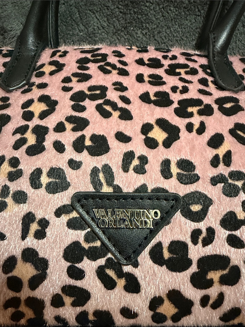Valentino Orlandi Pink and Black Leopard-Print Satchel NWOT - Picture 3 of 9